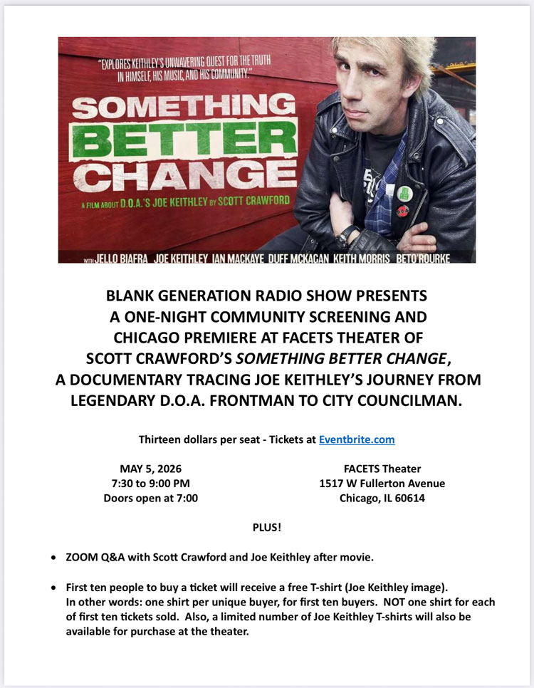 Something Better Change Showing One Night Only!